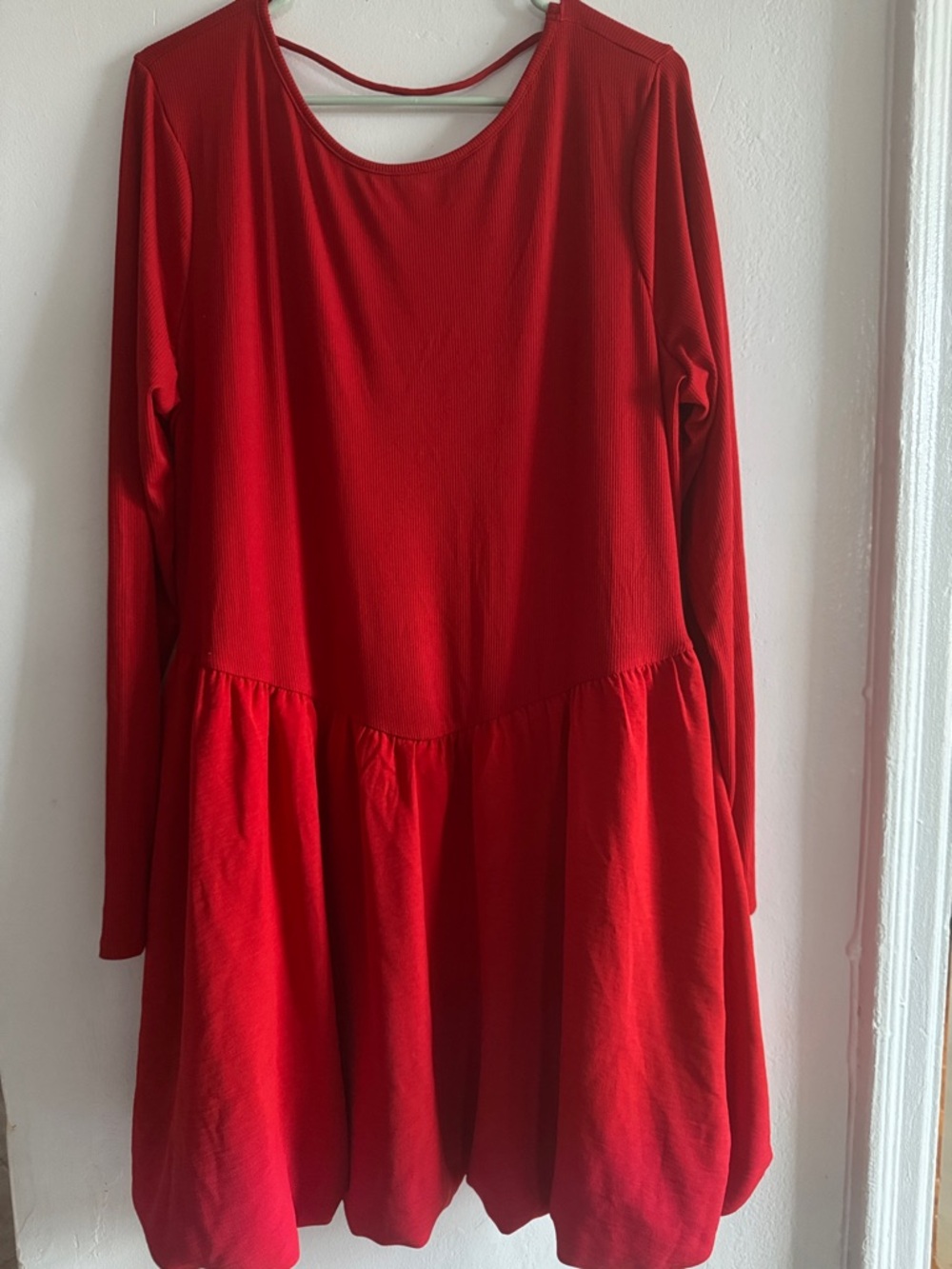 Fashion Nova Red Long Sleeve Babydoll Dress